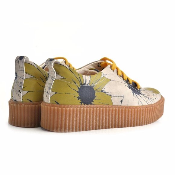 Goby Shoes - Green Beige Flower Sneakers - Picture 5 of 5
